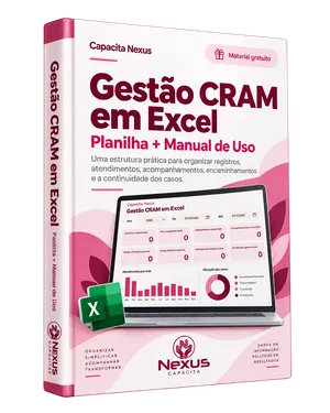 Mockup do Manual Gestão CRAM em Excel, com planilha e manual de uso do Capacita Nexus.