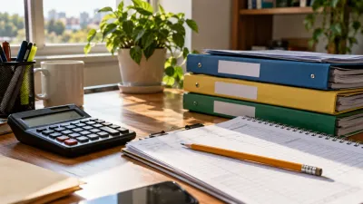 Imagem ilustrativa: Calculadora e documentos para planejamento de recursos